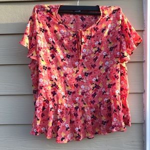 Gap women  floral top  bell sleeve sz XL.